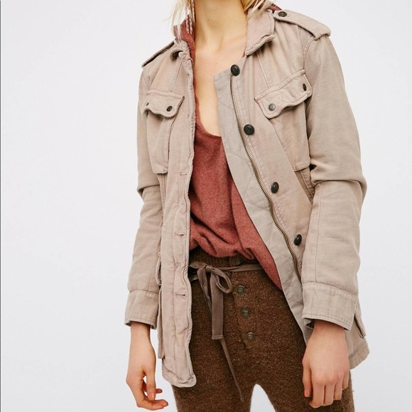 Free People Jackets & Blazers - Free People Khaki Not Your Brother’s Surplus Utility Jacket.